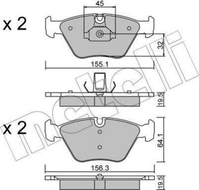 METELLI 22-0207-3 комплект тормозных колодок, дисковый тормоз на 3 кабрио (E46)