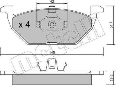 METELLI 22-0211-0 комплект тормозных колодок, дисковый тормоз на SKODA OCTAVIA (1U2)