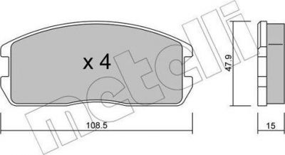 METELLI 22-0238-0 комплект тормозных колодок, дисковый тормоз на MITSUBISHI LANCER IV седан (C6_A)