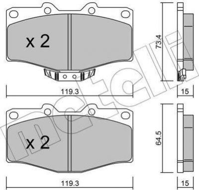 METELLI 22-0242-0 комплект тормозных колодок, дисковый тормоз на TOYOTA HILUX II пикап (LN8_, RN5_, LN6_, YN6_, YN5_, LN5_, RN6_)