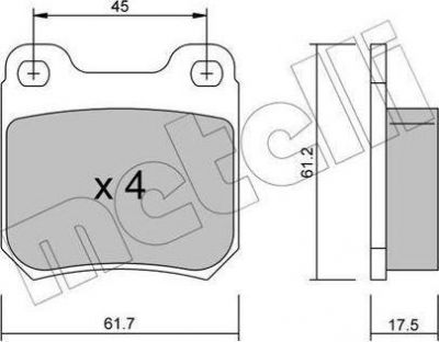 METELLI 22-0275-1 комплект тормозных колодок, дисковый тормоз на OPEL OMEGA B (25_, 26_, 27_)