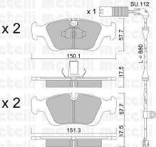 METELLI 22-0312-0K комплект тормозных колодок, дисковый тормоз на 3 кабрио (E46)