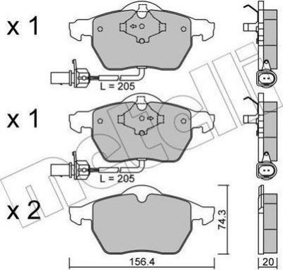 METELLI 22-0314-0 комплект тормозных колодок, дисковый тормоз на SKODA SUPERB (3U4)