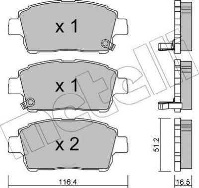 METELLI 22-0423-0 комплект тормозных колодок, дисковый тормоз на TOYOTA YARIS VERSO (_NLP2_, _NCP2_)