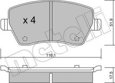 METELLI 22-0485-0 комплект тормозных колодок, дисковый тормоз на RENAULT LOGAN I универсал (KS_)