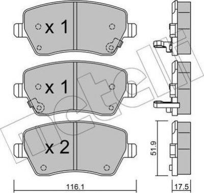 METELLI 22-0485-2 комплект тормозных колодок, дисковый тормоз на NISSAN NOTE (E12)