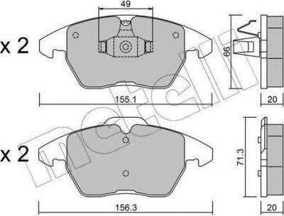 METELLI 22-0548-2 комплект тормозных колодок, дисковый тормоз на AUDI A1 (8X1, 8XK, 8XF)