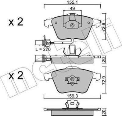 METELLI 22-0549-1 комплект тормозных колодок, дисковый тормоз на AUDI A6 Allroad (4FH, C6)