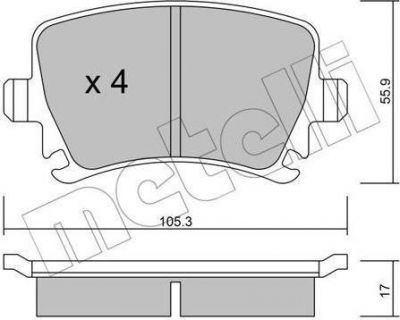 METELLI 22-0553-0 комплект тормозных колодок, дисковый тормоз на SKODA OCTAVIA (1Z3)