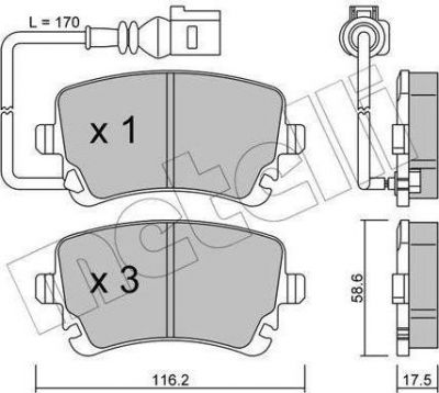 METELLI 22-0554-0 комплект тормозных колодок, дисковый тормоз на VW TRANSPORTER V c бортовой платформой/ходовая часть (7JD, 7JE,