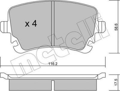 METELLI 22-0554-2 комплект тормозных колодок, дисковый тормоз на VW MULTIVAN V (7HM, 7HN, 7HF, 7EF, 7EM, 7EN)