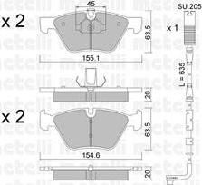 METELLI 22-0557-3K комплект тормозных колодок, дисковый тормоз на 3 (E90)