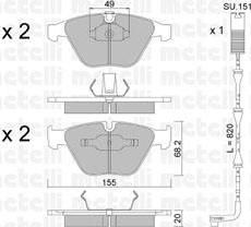 METELLI 22-0558-1K комплект тормозных колодок, дисковый тормоз на 7 (E65, E66, E67)
