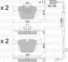 METELLI 22-0561-1K комплект тормозных колодок, дисковый тормоз на 7 (E65, E66, E67)