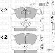 METELLI 22-0640-0K комплект тормозных колодок, дисковый тормоз на 3 (E90)