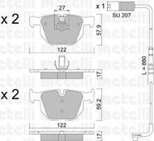 METELLI 22-0644-1K комплект тормозных колодок, дисковый тормоз на 5 Touring (E61)