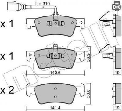 METELLI 22-0661-1 комплект тормозных колодок, дисковый тормоз на VW MULTIVAN V (7HM, 7HN, 7HF, 7EF, 7EM, 7EN)