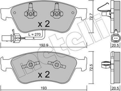 METELLI 22-0662-0 комплект тормозных колодок, дисковый тормоз на AUDI A8 (4E_)