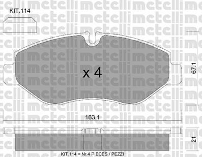 METELLI 22-0671-2 комплект тормозных колодок, дисковый тормоз на IVECO DAILY V c бортовой платформой/ходовая часть