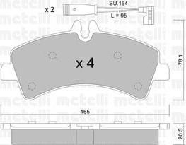 METELLI 22-0674-0K комплект тормозных колодок, дисковый тормоз на MERCEDES-BENZ SPRINTER 5-t c бортовой платформой/ходовая часть (906)