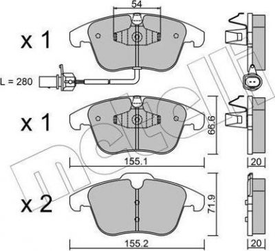 METELLI 22-0675-2 комплект тормозных колодок, дисковый тормоз на AUDI A4 Allroad (8KH, B8)