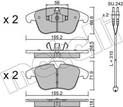 METELLI 22-0675-5K комплект тормозных колодок, дисковый тормоз на PEUGEOT 508 SW