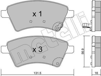 METELLI 22-0702-0 комплект тормозных колодок, дисковый тормоз на FIAT SEDICI (FY_)