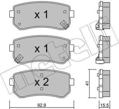 METELLI 22-0725-0 комплект тормозных колодок, дисковый тормоз на KIA SPORTAGE (JE_, KM_)
