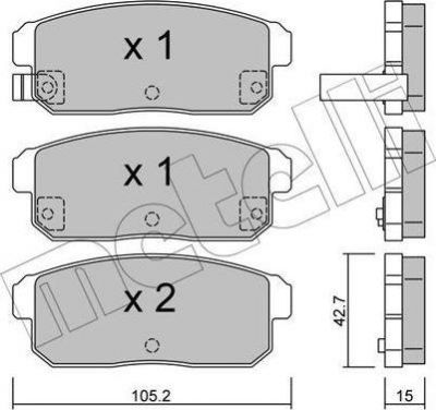 METELLI 22-0733-0 комплект тормозных колодок, дисковый тормоз на SUZUKI IGNIS II