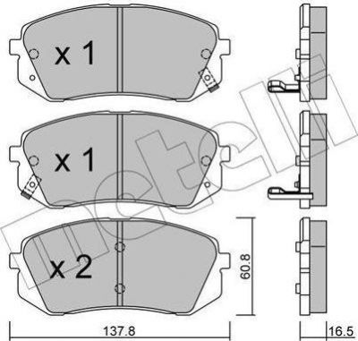 METELLI 22-0783-0 комплект тормозных колодок, дисковый тормоз на KIA SPORTAGE (JE_, KM_)