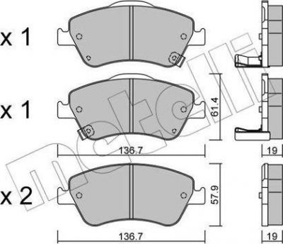 METELLI 22-0794-0 комплект тормозных колодок, дисковый тормоз на TOYOTA COROLLA седан (E15_)