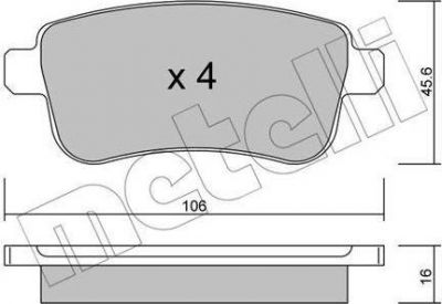 METELLI 22-0818-0 комплект тормозных колодок, дисковый тормоз на RENAULT MEGANE III Наклонная задняя часть (BZ0_)