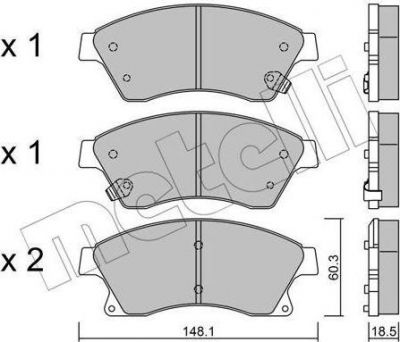 METELLI 22-0838-0 КОМПЛЕКТ ТОРМОЗНЫХ КОЛОДОК, ДИСКОВЫЙ ТОРМОЗ