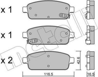 METELLI 22-0840-0 комплект тормозных колодок, дисковый тормоз на CHEVROLET CRUZE Наклонная задняя часть (J305)