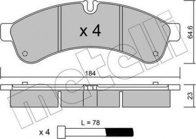 METELLI 22-0851-0 комплект тормозных колодок, дисковый тормоз на IVECO DAILY V c бортовой платформой/ходовая часть