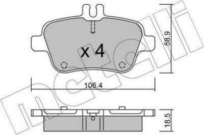 METELLI 22-0966-0 комплект тормозных колодок, дисковый тормоз на MERCEDES-BENZ CLA купе (C117)