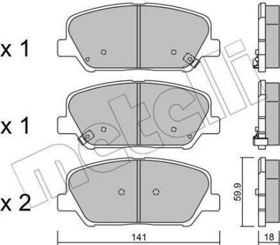 METELLI 22-0997-0 комплект тормозных колодок, дисковый тормоз на HYUNDAI i30 (GD)