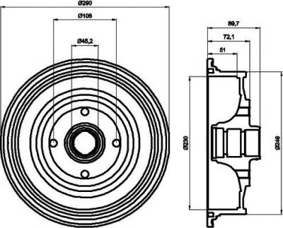 MINTEX MBD069 тормозной барабан на AUDI 100 (44, 44Q, C3)