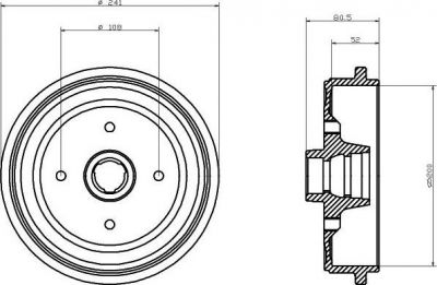 MINTEX MBD121 тормозной барабан на AUDI 90 (89, 89Q, 8A, B3)