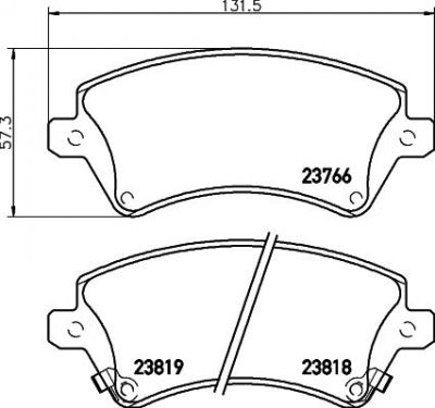 MINTEX MDB2257 комплект тормозных колодок, дисковый тормоз на TOYOTA COROLLA (CDE12_, ZZE12_, NDE12_, ZDE12_)