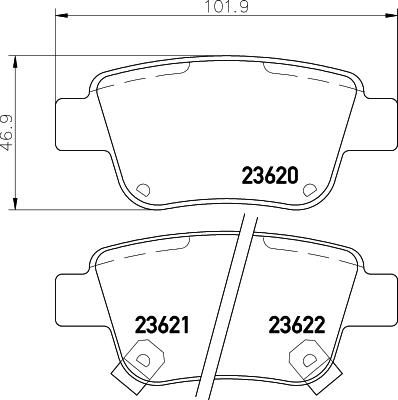 MINTEX MDB2546 комплект тормозных колодок, дисковый тормоз на TOYOTA ALPHARD / VELLFIRE (GGH2_, ANH2_, ATH2_)