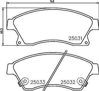 MINTEX MDB3088 комплект тормозных колодок, дисковый тормоз на CHEVROLET CRUZE Наклонная задняя часть (J305)