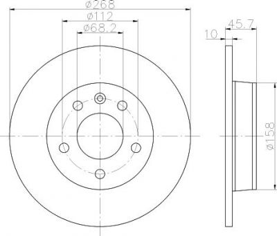 MINTEX MDC1018 Диск тормозной задний невент.