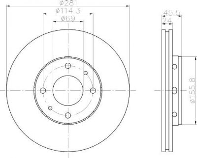 MINTEX MDC1081 тормозной диск на MITSUBISHI CARISMA седан (DA_)