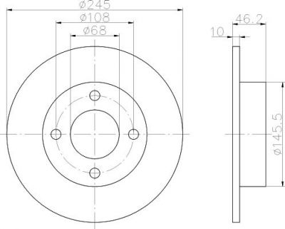 MINTEX MDC1159 тормозной диск на AUDI 100 (44, 44Q, C3)