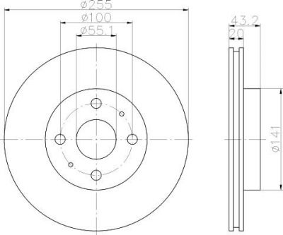 MINTEX MDC1394 тормозной диск на TOYOTA YARIS (SCP1_, NLP1_, NCP1_)