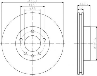 MINTEX MDC1610R тормозной диск на VW TOUAREG (7LA, 7L6, 7L7)