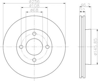 MINTEX MDC328 тормозной диск на AUDI 80 (89, 89Q, 8A, B3)