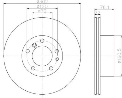 MINTEX MDC459 тормозной диск на 5 Touring (E34)