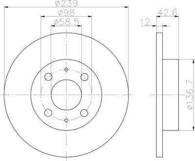 MINTEX MDC595 тормозной диск на ZAZ TAVRIA (1102)